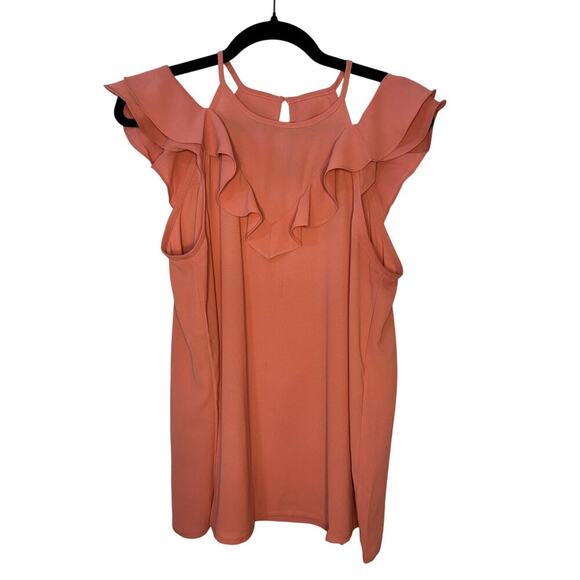 NWOT Doe & Rae Peach Ruffle Blouse - Picture 5 of 5